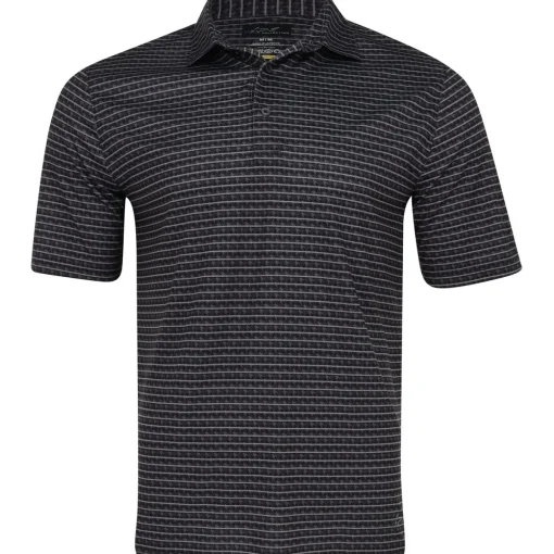 Greg Norman ML75 Recycled Microlux Houndstooth Stripe Shirt Polo Short Sleeve Golf Apparel