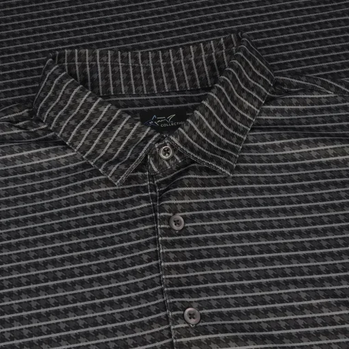 Greg Norman ML75 Recycled Microlux Houndstooth Stripe Shirt Polo Short Sleeve Golf Apparel
