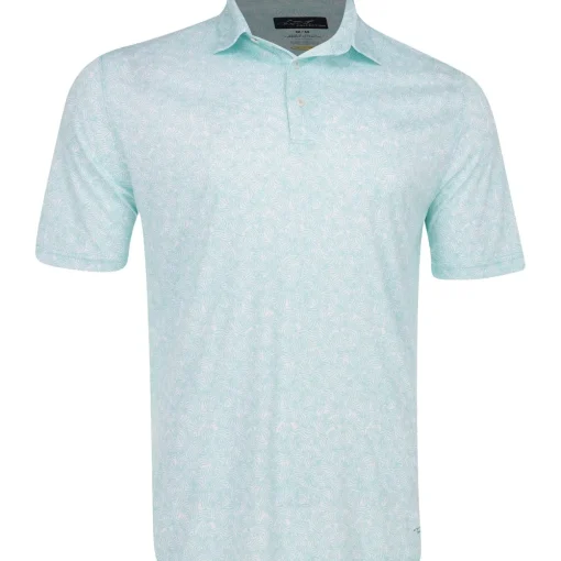Greg Norman ML75 Recycled Microlux Vine Print Shirt Polo Short Sleeve Golf Apparel