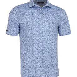 Greg Norman ML75 Stretch Fisherman Print Shirt Polo Short Sleeve Golf Apparel