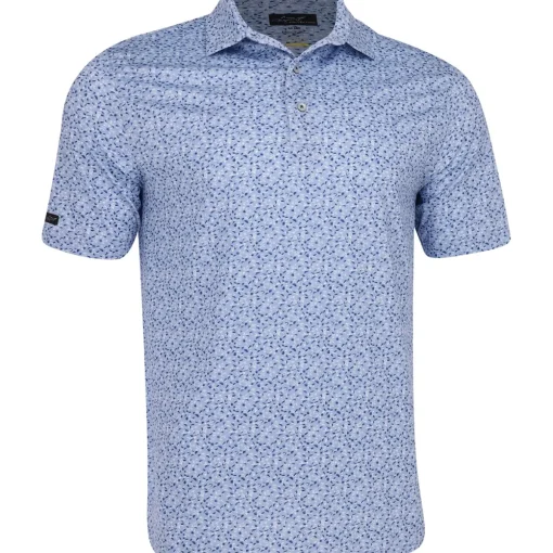 Greg Norman ML75 Stretch Fisherman Print Shirt Polo Short Sleeve Golf Apparel