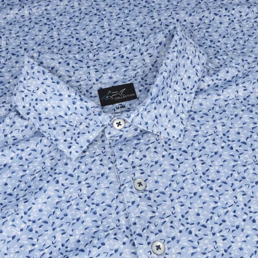 Greg Norman ML75 Stretch Fisherman Print Shirt Polo Short Sleeve Golf Apparel