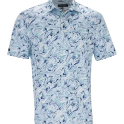 Greg Norman ML75 Stretch Ocean Marble Print Shirt Polo Short Sleeve Golf Apparel