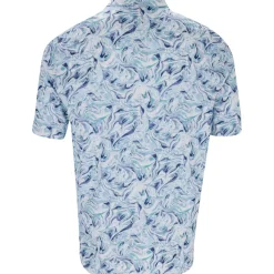 Greg Norman ML75 Stretch Ocean Marble Print Shirt Polo Short Sleeve Golf Apparel