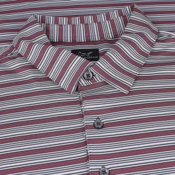 Greg Norman ML75 Stretch Panorama Stripe Shirt Polo Short Sleeve Golf Apparel
