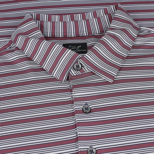 Greg Norman ML75 Stretch Panorama Stripe Shirt Polo Short Sleeve Golf Apparel