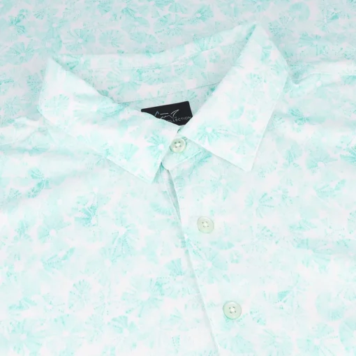 Greg Norman ML75 Stretch Sand Dollar Print Shirt Polo Short Sleeve Golf Apparel
