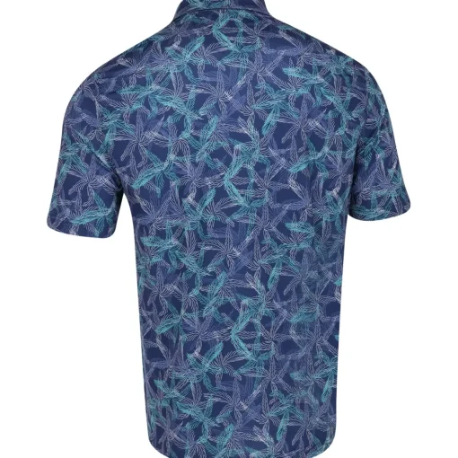 Greg Norman ML75 Stretch Tropicana Print Shirt Polo Short Sleeve Golf Apparel