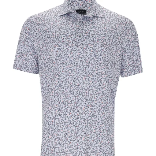 Greg Norman Ocean Floral ML75 Stretch Shirt Polo Short Sleeve Golf Apparel