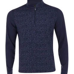 Greg Norman Shiver Shark Print Warp-Knit 1/4 Zip Outerwear Pullover Golf Apparel