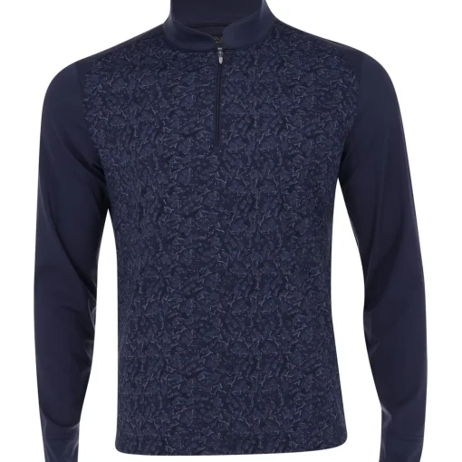 Greg Norman Shiver Shark Print Warp-Knit 1/4 Zip Outerwear Pullover Golf Apparel