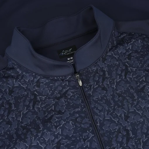 Greg Norman Shiver Shark Print Warp-Knit 1/4 Zip Outerwear Pullover Golf Apparel
