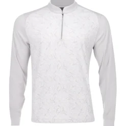 Greg Norman Shiver Shark Print Warp-Knit 1/4 Zip Outerwear Pullover Golf Apparel