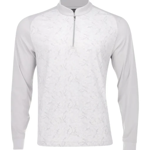 Greg Norman Shiver Shark Print Warp-Knit 1/4 Zip Outerwear Pullover Golf Apparel