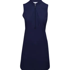 Greg Norman Tech Warp-Knit Sleeveless Zip Dress Polo Short Sleeve Golf Apparel