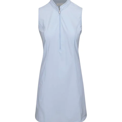 Greg Norman Tech Warp-Knit Sleeveless Zip Dress Polo Short Sleeve Golf Apparel