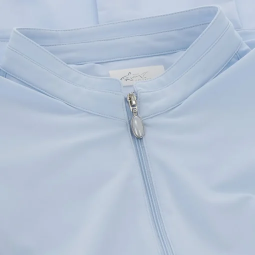 Greg Norman Tech Warp-Knit Sleeveless Zip Dress Polo Short Sleeve Golf Apparel