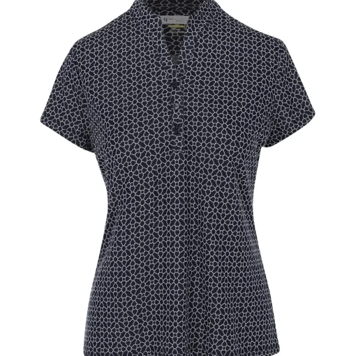 Greg Norman Trellis Jacquard Button Shirt Polo Short Sleeve Golf Apparel