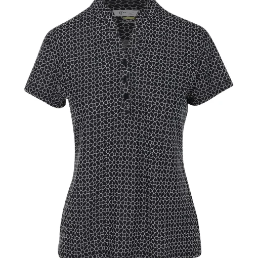 Greg Norman Trellis Jacquard Button Shirt Polo Short Sleeve Golf Apparel