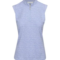 Greg Norman Tweed Jacquard Sleeveless Zip Mock Shirt Polo Short Sleeve Golf Apparel