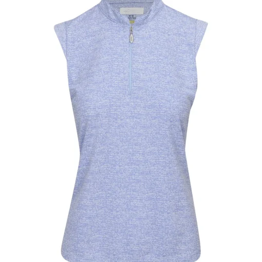 Greg Norman Tweed Jacquard Sleeveless Zip Mock Shirt Polo Short Sleeve Golf Apparel