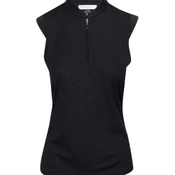 Greg Norman Tweed Jacquard Sleeveless Zip Mock Shirt Polo Short Sleeve Golf Apparel