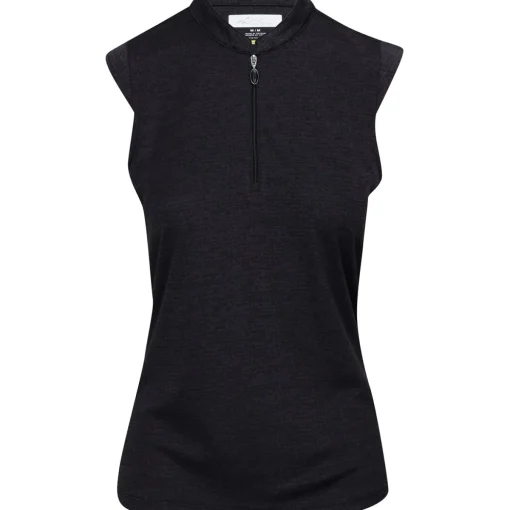 Greg Norman Tweed Jacquard Sleeveless Zip Mock Shirt Polo Short Sleeve Golf Apparel