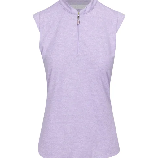 Greg Norman Tweed Jacquard Sleeveless Zip Mock Shirt Polo Short Sleeve Golf Apparel