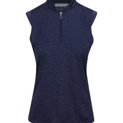 Greg Norman Tweed Jacquard Sleeveless Zip Mock Shirt Polo Short Sleeve Golf Apparel