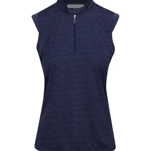 Greg Norman Tweed Jacquard Sleeveless Zip Mock Shirt Polo Short Sleeve Golf Apparel
