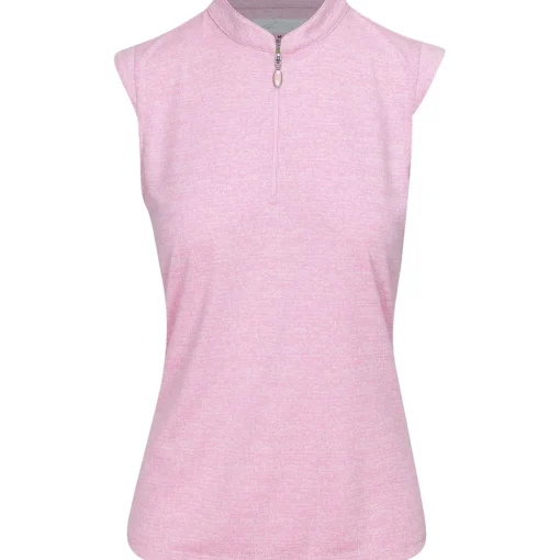 Greg Norman Tweed Jacquard Sleeveless Zip Mock Shirt Polo Short Sleeve Golf Apparel