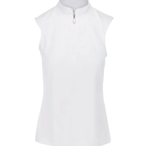 Greg Norman Tweed Jacquard Sleeveless Zip Mock Shirt Polo Short Sleeve Golf Apparel