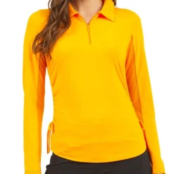 IBKUL Adjustable Length Long Sleeve Zip Shirt Polo Long Sleeve Golf Apparel