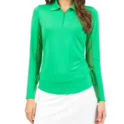 IBKUL Adjustable Length Long Sleeve Zip Shirt Polo Long Sleeve Golf Apparel