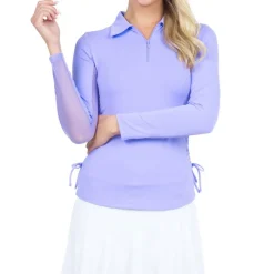IBKUL Adjustable Length Long Sleeve Zip Shirt Polo Long Sleeve Golf Apparel