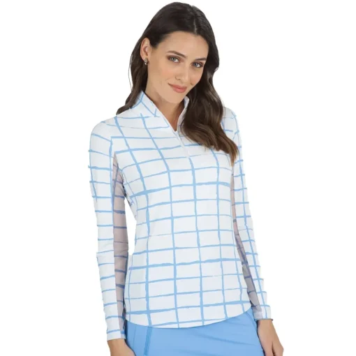 IBKUL Cordova LS Zip Mock Shirt Polo Long Sleeve Golf Apparel