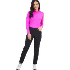 IBKUL Essential LS Zip Mock Shirt Polo Long Sleeve Golf Apparel