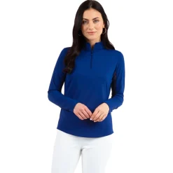 IBKUL Essential LS Zip Mock Shirt Polo Long Sleeve Golf Apparel