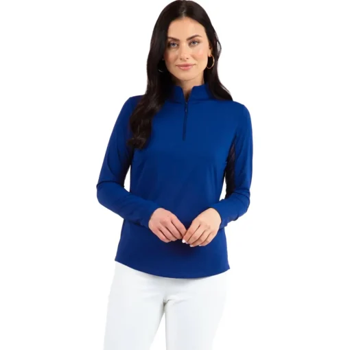 IBKUL Essential LS Zip Mock Shirt Polo Long Sleeve Golf Apparel