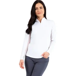 IBKUL Essential LS Zip Mock Shirt Polo Long Sleeve Golf Apparel