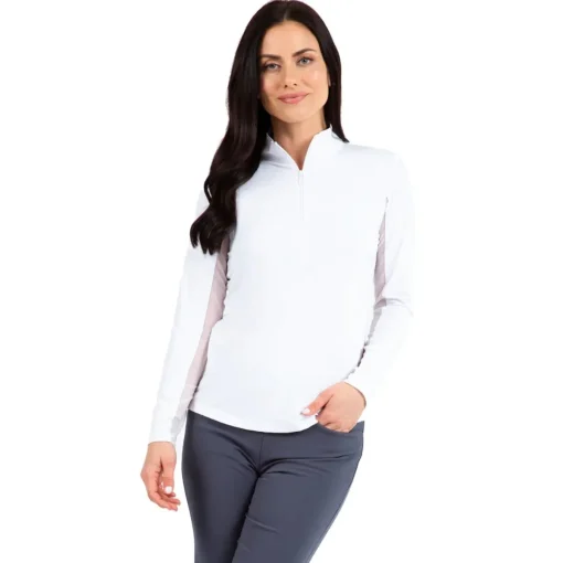IBKUL Essential LS Zip Mock Shirt Polo Long Sleeve Golf Apparel