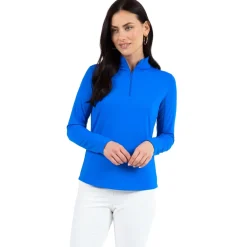 IBKUL Essential LS Zip Mock Shirt Polo Long Sleeve Golf Apparel