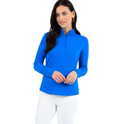 IBKUL Essential LS Zip Mock Shirt Polo Long Sleeve Golf Apparel