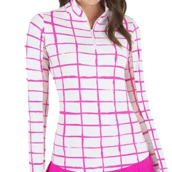 IBKUL Print Long Sleeve Mock Neck Top Shirt Polo Long Sleeve Golf Apparel