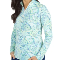 IBKUL Print Long Sleeve Mock Neck Top Shirt Polo Long Sleeve Golf Apparel