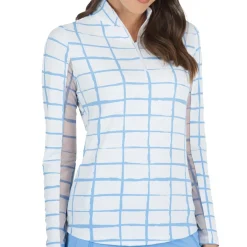 IBKUL Print Long Sleeve Mock Neck Top Shirt Polo Long Sleeve Golf Apparel