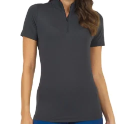 IBKUL Short Sleeve Zip Mock Neck Top Shirt Polo Short Sleeve Golf Apparel