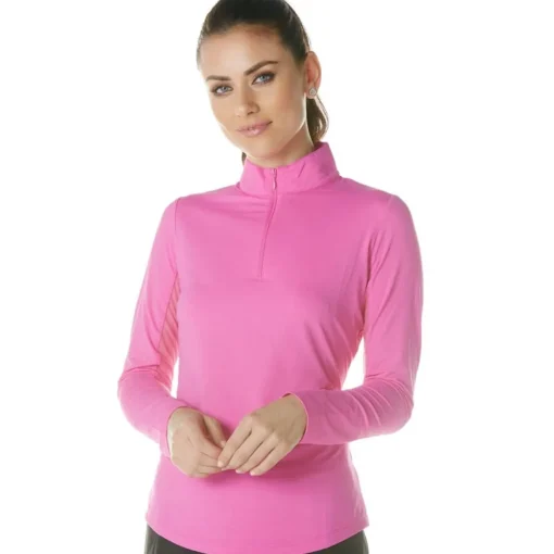 IBKUL Solid 1/4 Zip Mock Neck Outerwear Pullover Golf Apparel