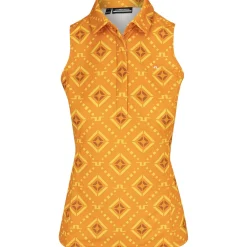 J. Lindeberg Dena Print Sleeveless Shirt Polo Short Sleeve Golf Apparel