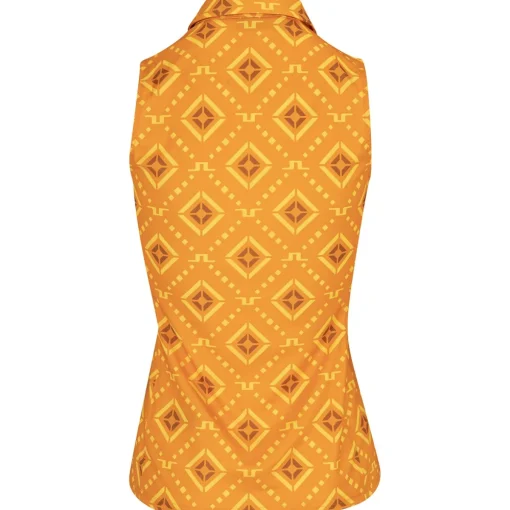 J. Lindeberg Dena Print Sleeveless Shirt Polo Short Sleeve Golf Apparel